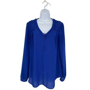 Daniel Rainn Blue‎ V Neck Long Sleeves Top Large